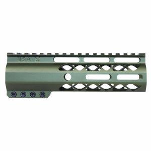 7" AIR-LOK Series M-LOK Compression Free Floating Handguard With Monolithic Top Rail (Anodized Green)
