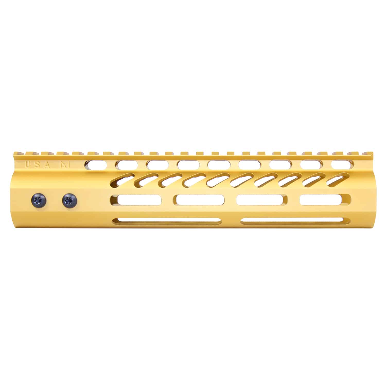 9" Ultra Lightweight Thin M-LOK System Free Floating Handguard With Monolithic Top Rail (Anodized Gold)