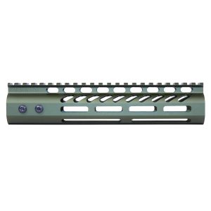 9" Ultra Lightweight Thin M-LOK System Free Floating Handguard With Monolithic Top Rail (Anodized Green)