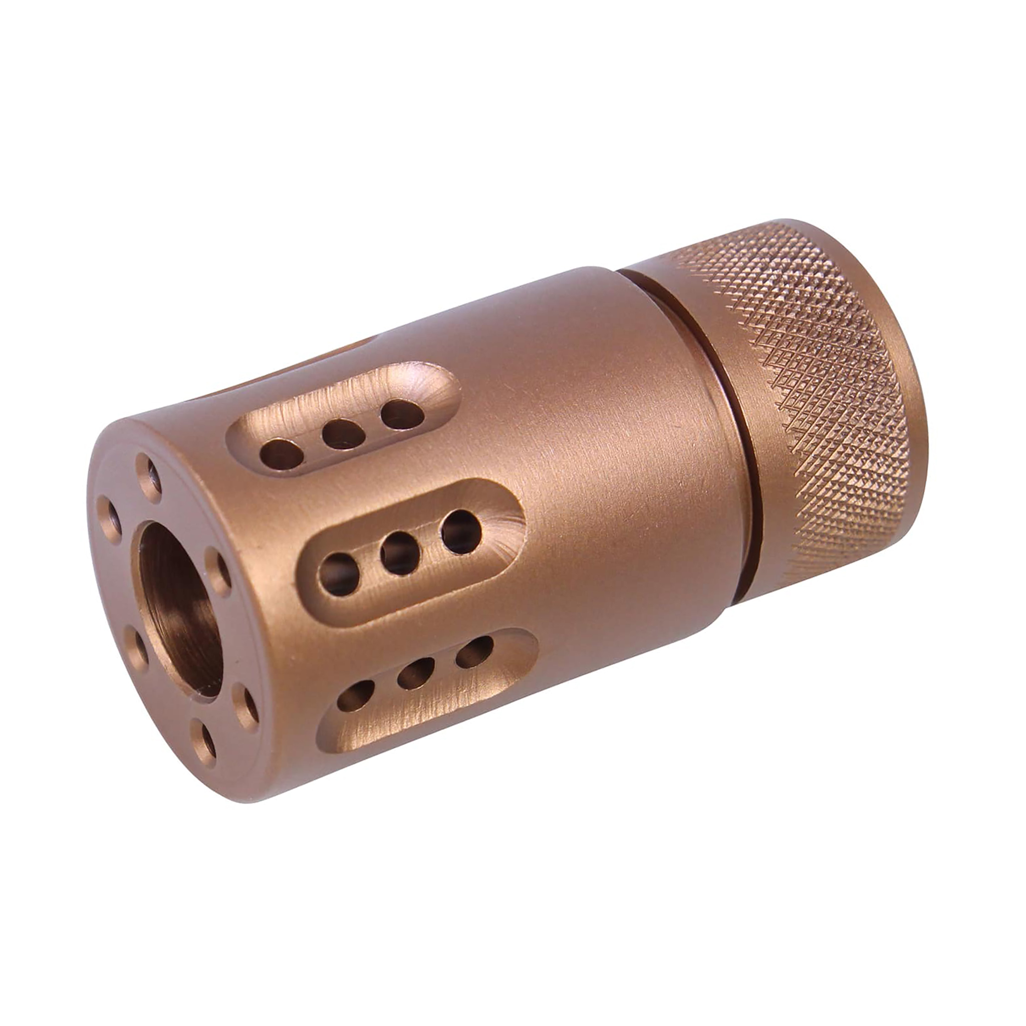 ar-15-bronze-mini-barrel-shroud-muzzle-brake AR-15 Mini Slip Over Barrel Shroud With Multi Port Muzzle Brake (Anodized Bronze) - Image 1