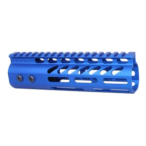 Guntec USA 7 blue anodized M-LOK handguard with monolithic top rail.