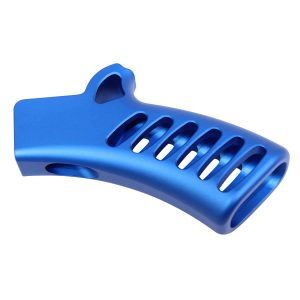 Ergonomic blue aluminum grip, skeletonized, lightweight, NY/CA compliant.