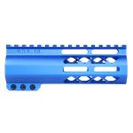 Blue 6-inch Guntec USA M-LOK Handguard with Monolithic Top Rail.