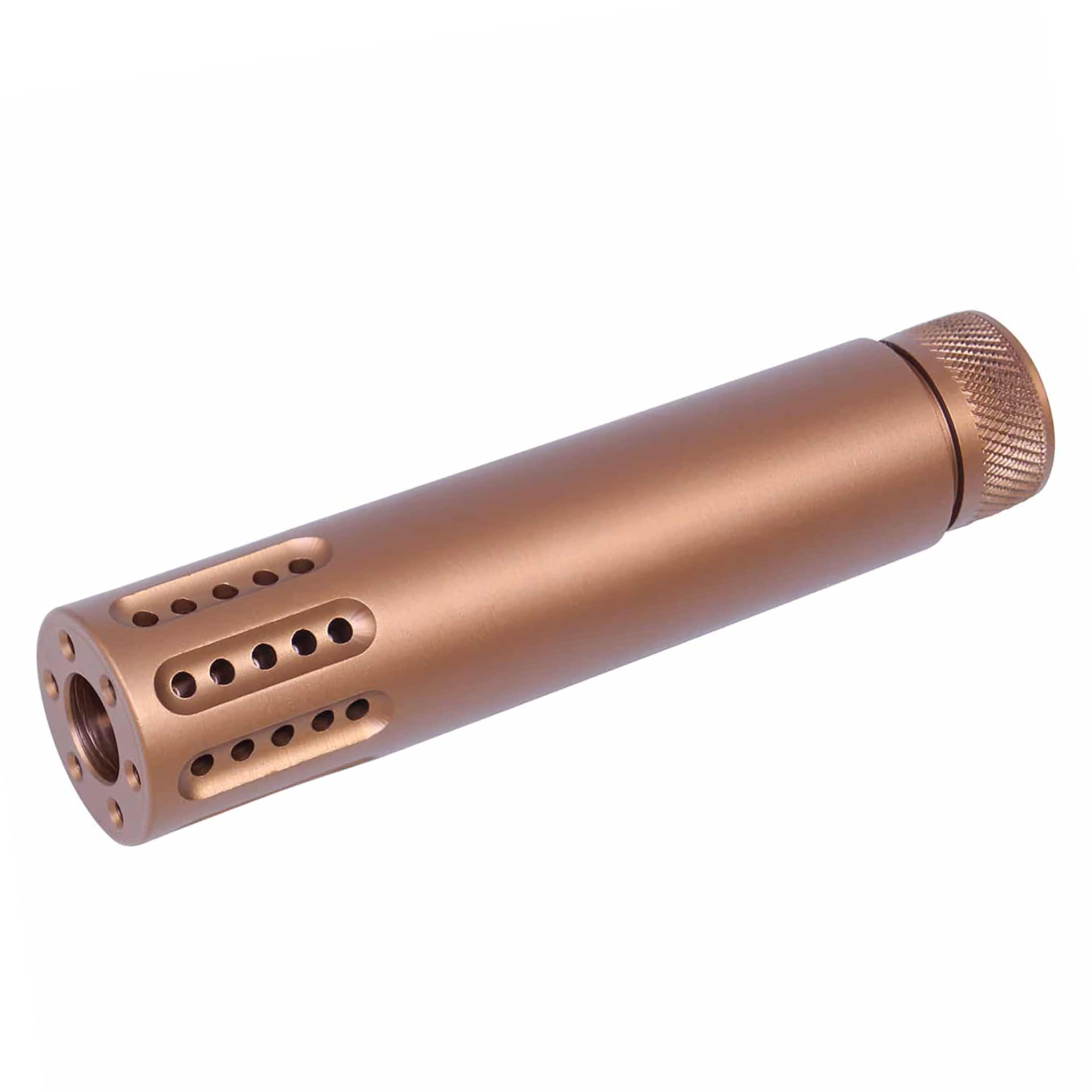 elegant-bronze-ar-15-barrel-shroud-and-muzzle-brake AR-15 Cal Slip Over Barrel Shroud With Multi Port Muzzle Brake (Anodized Bronze) - Image 1