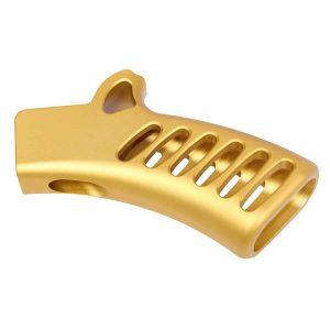 Gold anodized aluminum grip, ultralight, skeletonized design, NY/CA compliant.