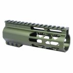 Guntec 6 Green M-LOK Handguard with Monolithic Top Rail for Rifles.