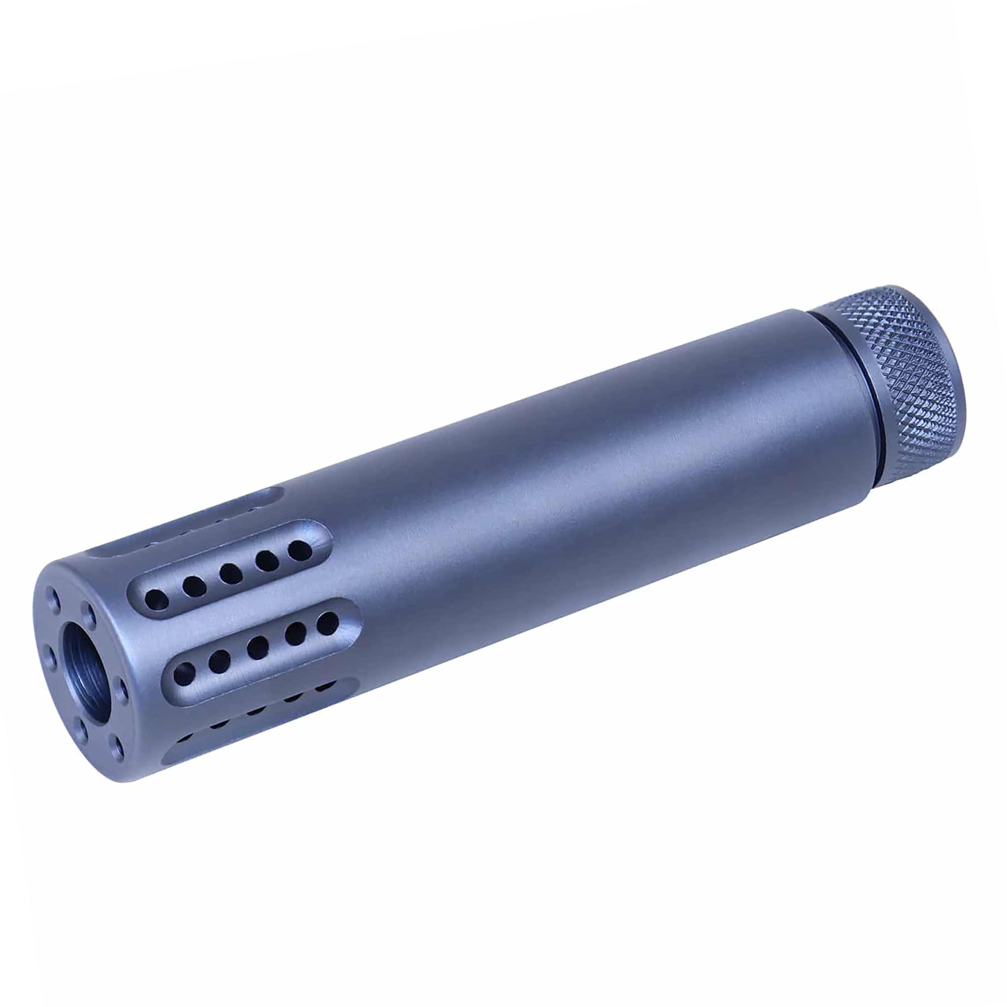 grey-ar15-barrel-shroud-muzzle-brake AR-15 Cal Slip Over Barrel Shroud With Multi Port Muzzle Brake (Anodized Grey) - Image 1