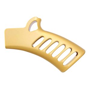 Guntec USA gold aluminum skeletonized grip, NY/CA compliant, ultralight design.