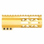 Guntec USA 6 gold M-LOK handguard with monolithic top rail and diamond cutouts.