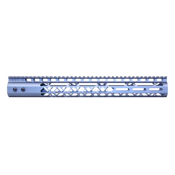 15-inch Guntec USA M-LOK handguard, anodized grey with top rail.