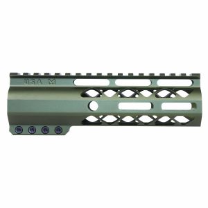 Guntec USA 7 green M-LOK handguard with monolithic top rail.