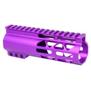 Purple 6 Guntec AR-15 Handguard with Monolithic Top Rail and M-LOK Slots.