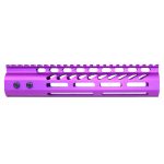 Purple 9-inch Guntec M-LOK Handguard with Top Rail and Sleek Design.