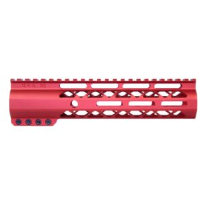 Red 9-inch Guntec USA M-LOK Handguard with Top Rail.