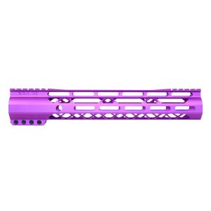 Guntec USA 12-inch purple M-LOK handguard with top rail, anodized for durability.