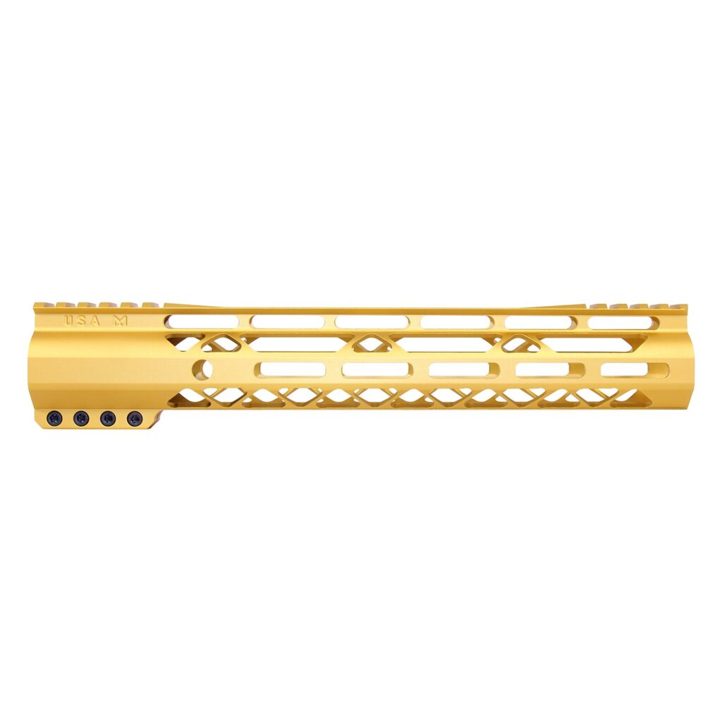 12" AIR-LOK Series M-LOK Compression Free Floating Handguard With Monolithic Top Rail (Gen 2) (Anodized Gold)