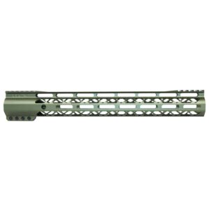 15" AIR-LOK Series M-LOK Compression Free Floating Handguard With Monolithic Top Rail (Gen 2) (Anodized Green)