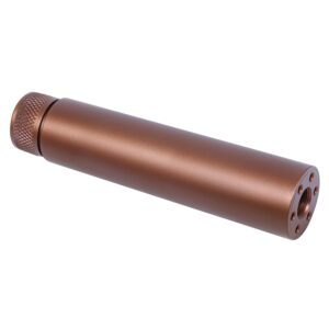 Bronze AR-15 slip-over fake suppressor with knurled grip and precision holes.