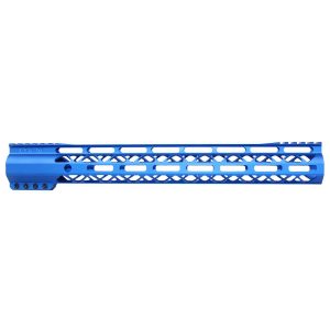 Guntec USA blue 15 M-LOK free-floating handguard with top rail, Gen 2.