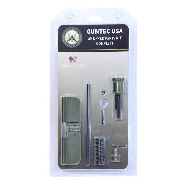 Guntec USA AR-15 Upper Parts Kit with Anodized Green Dust Cover.