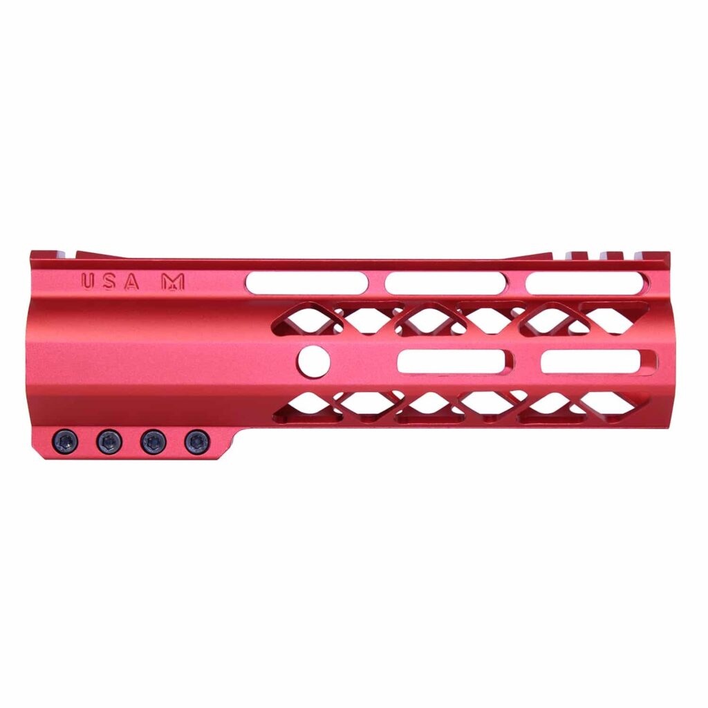 7" AIR-LOK Series M-LOK Compression Free Floating Handguard With Monolithic Top Rail (Gen 2) (Anodized Red)