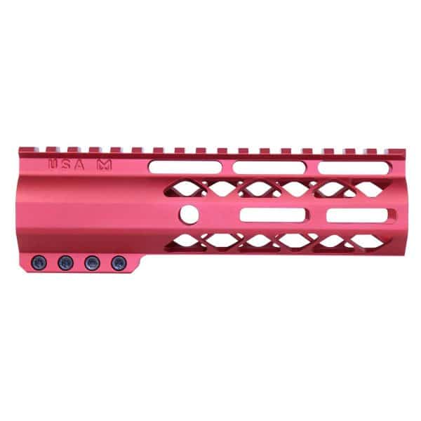 7" AIR-LOK Series M-LOK Compression Free Floating Handguard With Monolithic Top Rail (Anodized Red)