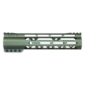 9" AIR-LOK Series M-LOK Compression Free Floating Handguard With Monolithic Top Rail (Gen 2) (Anodized Green)