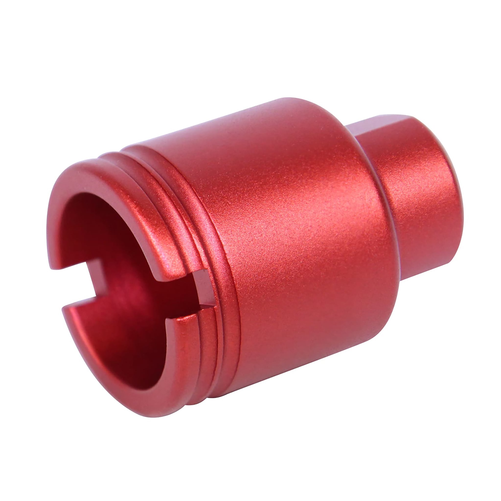 AR-15 Stubby Slim Flash Can Anodized Red Anodized red AR-15 stubby flash can muzzle device