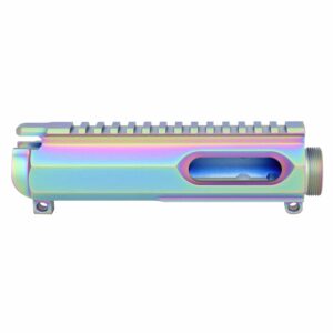 AR-15 9mm Billet Upper Receiver with Rainbow PVD Finish.