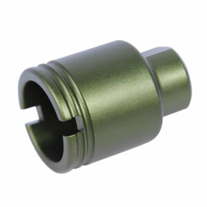 Anodized green AR-15 stubby slim compact flash can for 5.56/.223 cal