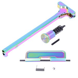 AR-15 Upper Receiver Parts with Rainbow PVD Finish.