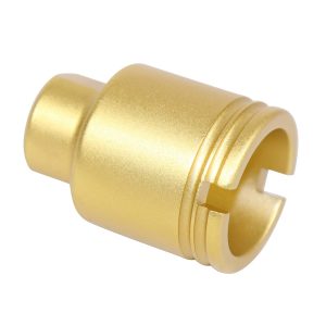 AR-15 gold anodized compact flash can for precision fitting.