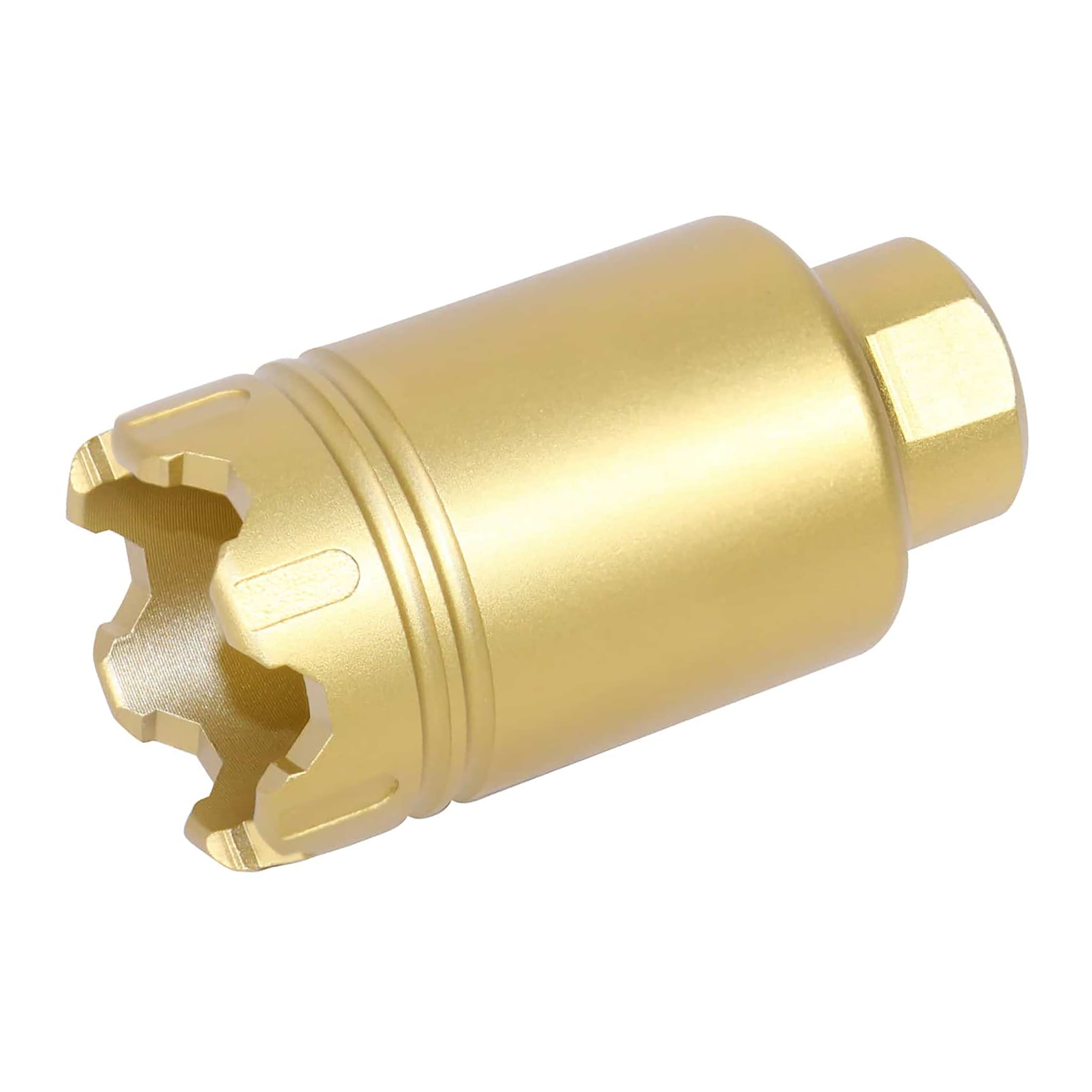 ar15-micro-trident-flash-can-breaker-anodized-gold AR-15 Micro 'Trident' Flash Can With Glass Breaker (Anodized Gold) - Image 1