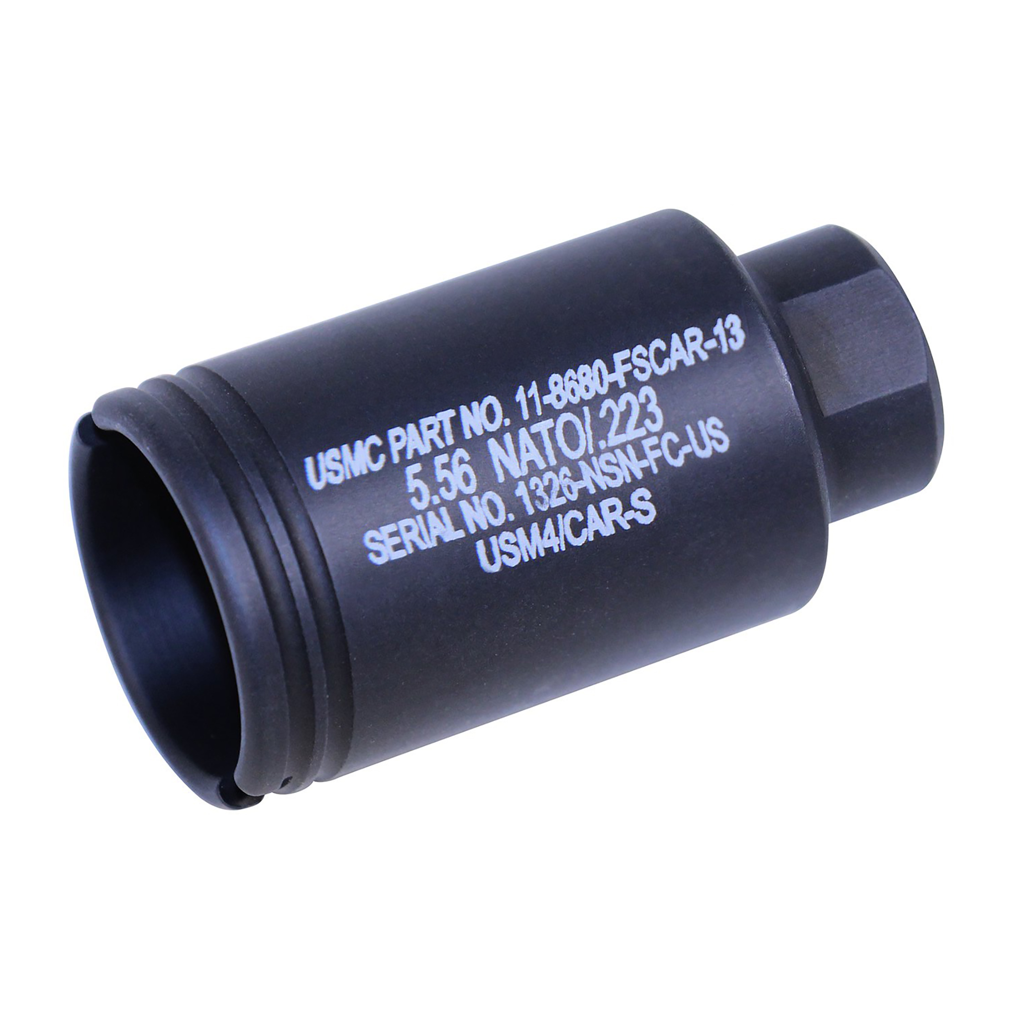ar15-usmc-556-flash-can-black-matte_tt AR-15 Micro Slim Flash Can (Anodized Black) (Laser Engraved) - Image 1