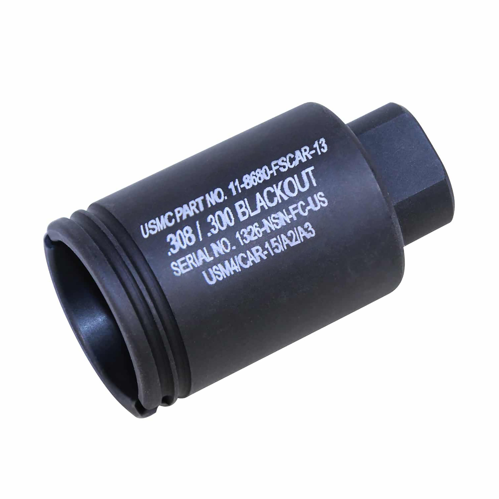 black-micro-flash-can-308-300blk-usmc-serial AR-10 / LR-308 Micro Flash Can (.308 Cal) (Laser Engraved) - Image 1
