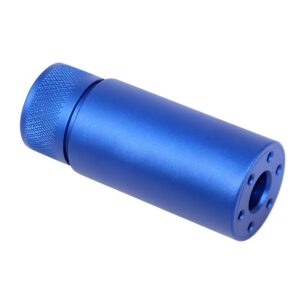 Metallic blue AR-15 3.0-inch fake suppressor with knurled top and perforated base.