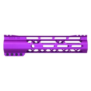 Purple 9-inch Guntec USA AR-15 M-LOK handguard with monolithic top rail.