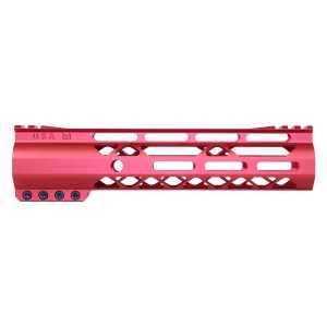 Guntec 9-inch Red M-LOK Free Floating Handguard with Monolithic Top Rail.