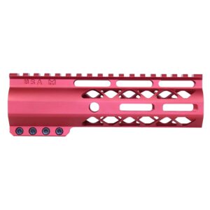 Red 7-inch Guntec USA M-LOK Handguard with Top Rail.