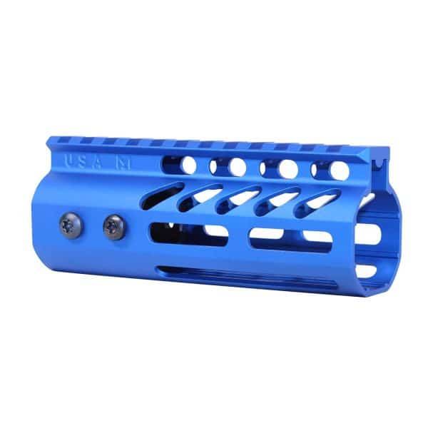 5" Ultra Lightweight Thin M-LOK Free Floating Handguard With Monolithic Top Rail (Anodized Blue)
