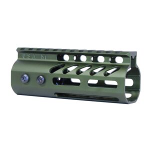 5" Ultra Lightweight Thin M-LOK Free Floating Handguard With Monolithic Top Rail (Anodized Green)
