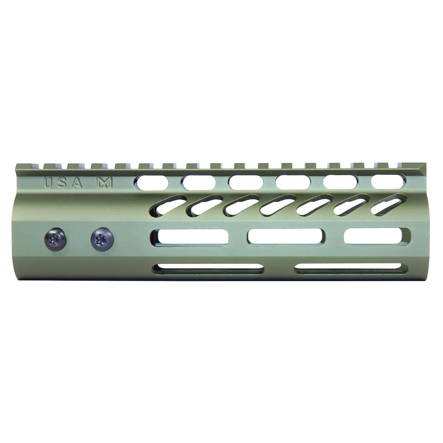 6.75" ULtra Lightweight Thin M-LOK Free Floating Handguard With Monolithic Top Rail (Anodized Green)