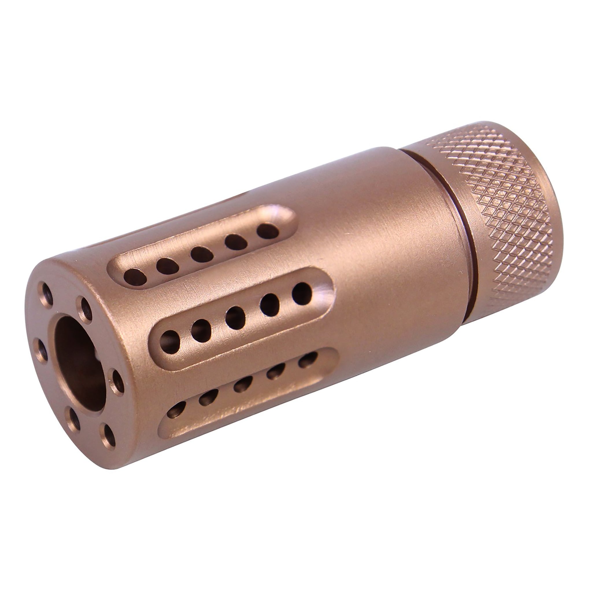 ar-9mm-bronze-micro-barrel-shroud-muzzle-brake AR-15 Micro Slip Over Barrel Shroud With Multi Port Muzzle Brake (9mm) (Anodized Bronze) - Image 1
