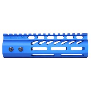 Blue 6.75 Guntec USA Thin M-LOK Handguard with Monolithic Rail.