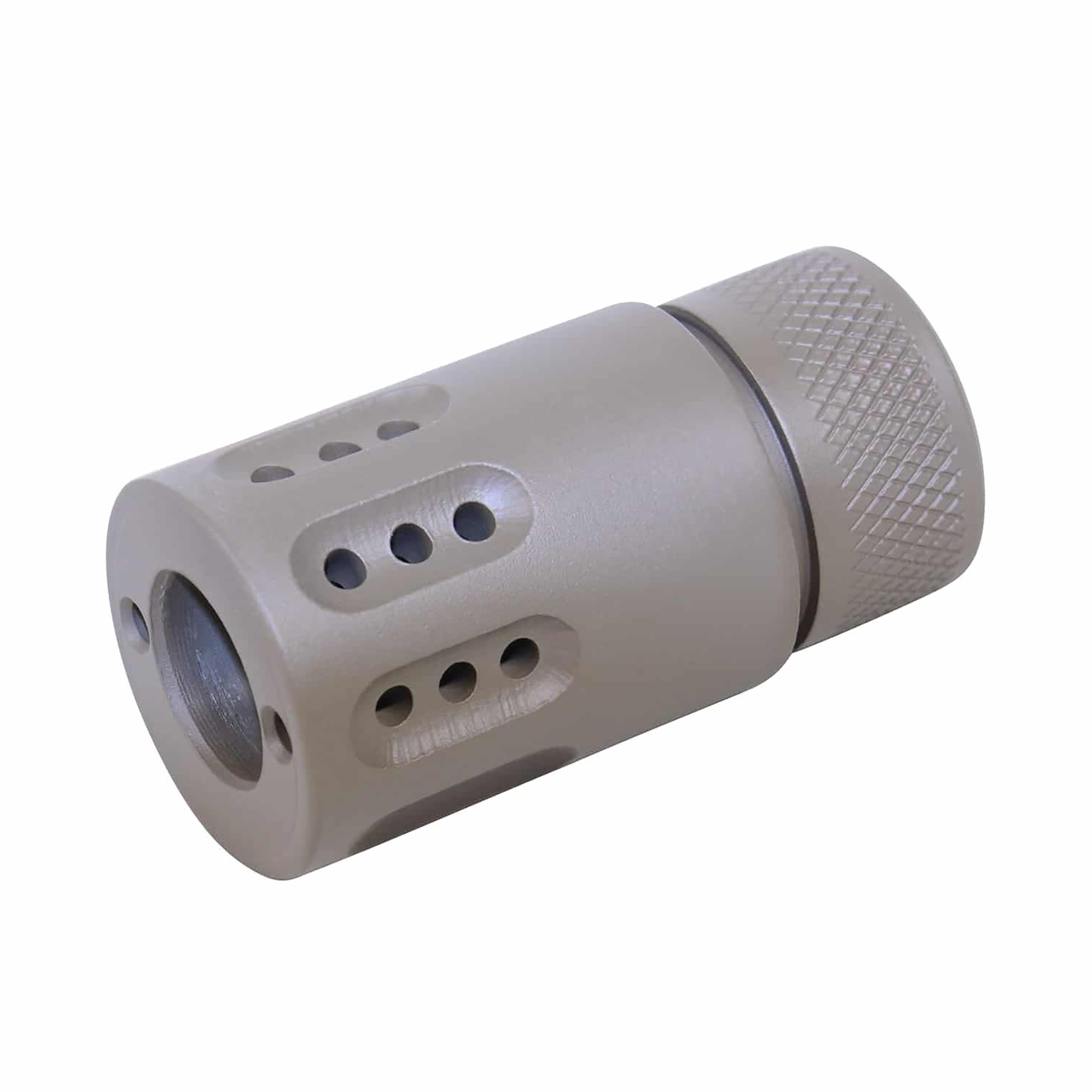 fde-308-mini-muzzle-brake-shroud_TT AR .308 Cal Mini Slip Over Barrel Shroud With Multi Port Muzzle Brake (Flat Dark Earth) - Image 1