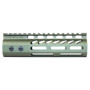 Guntec USA 6.75-inch green M-LOK handguard with top rail.