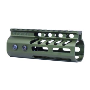 Guntec USA 5-inch green M-LOK handguard with monolithic top rail.