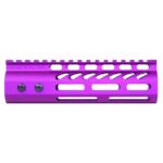 Purple 6.75 Guntec USA M-LOK AR-15 handguard with top rail and ventilation slots.