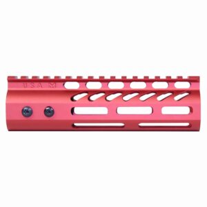 Red 6.75 Guntec Ultra Lightweight M-LOK AR-15 Handguard with Top Rail.