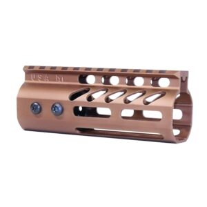 5" Ultra Lightweight Thin M-LOK Free Floating Handguard With Monolithic Top Rail (Anodized Bronze)
